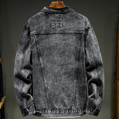 Men's Vintage Washed Ash Denim Jacket - Slim Fit