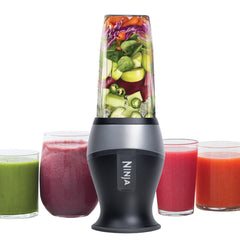 Ninja Fit Compact Personal Blender Portable Blender for-Smoothies Shakes Food Prep and Frozen Blending 700-Watt Base (2) 16-oz. Cups and Spout Lids Black QB3001SS
