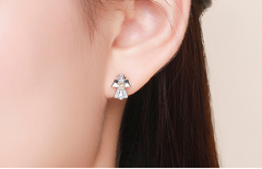 S925 Silver Angel Earrings - Hypoallergenic Studs