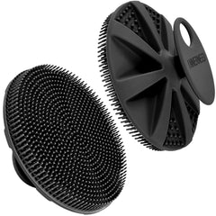INNERNEED Food-Grade Soft Silicone Body Scrubber Shower Brush Handheld Cleansing Skin Brush Gentle Exfoliating and Lather Well (Black)