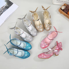 Princess Butterfly High Heel Dance Shoes for Girls