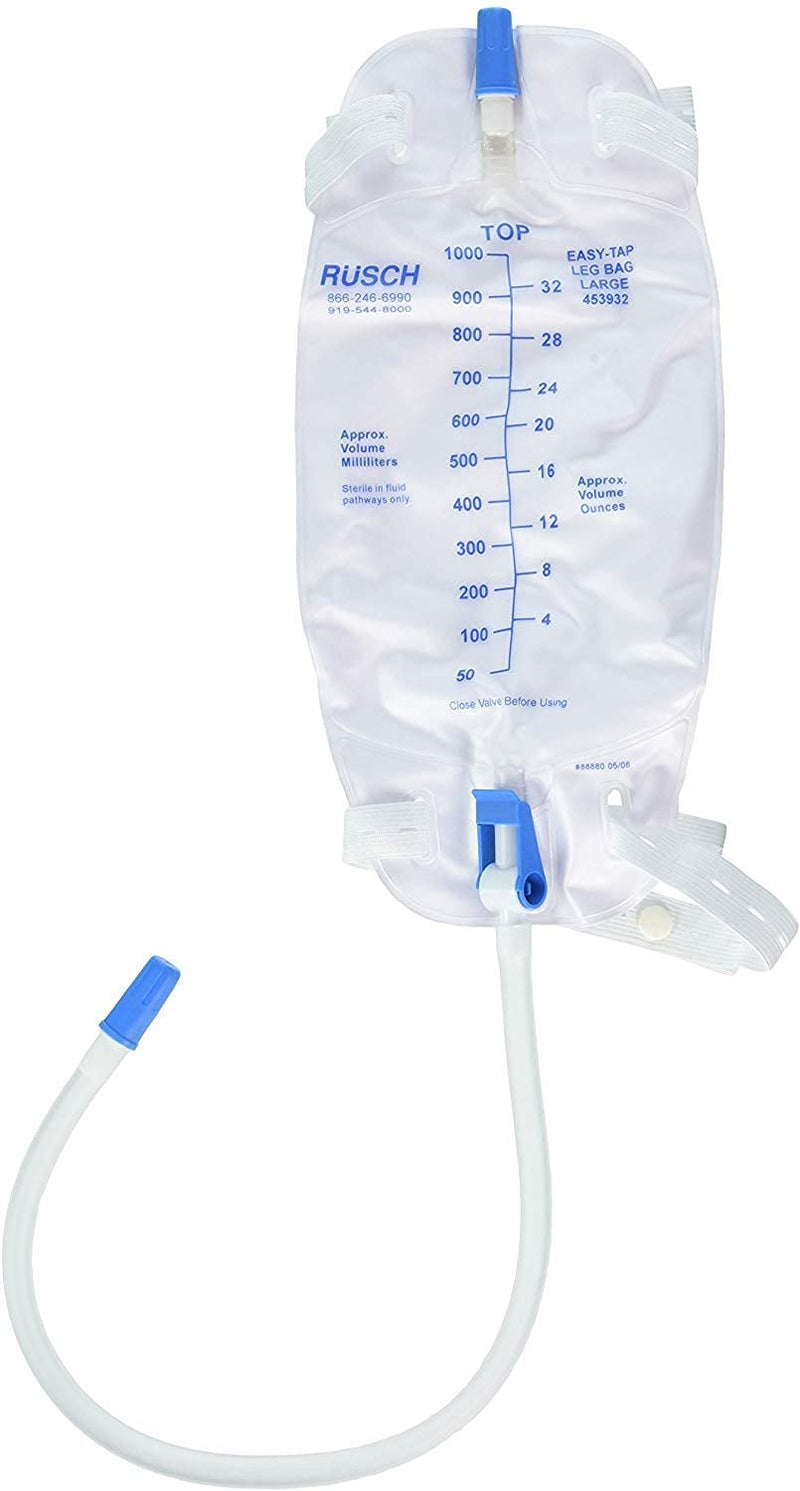 3 Pack -Easy-Tap Leg Bag Large 32 Oz 18” Tubing Anti-Reflux Valve Cloth Straps