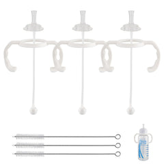 3 Pack Straw Cup Conversion Kit for Dr Browns Narrow Baby Bottles Spill-Proof Transition Kit with Silicone Straw Nipple Weighted Straw Handle 6m+