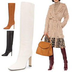 Breathable Pigskin Chunky Heel Ankle Boots for Fall/Winter