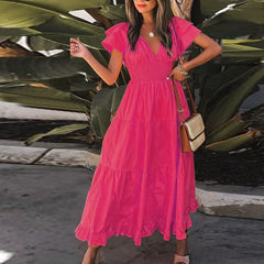 Women's Short Sleeve Midi Dress in Fashion Style