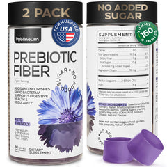 High Prebiotic Fiber Gummies for Women and Men 7G per Serving - Dietary Beet FOS Fiber Magnesium Citrate Inulin Probiotic - Gummy Supplement for Digestive Health - No GMO Sugar Free - 160 pcs