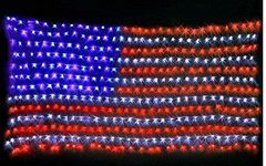 LED American Flag String Lights with Low Voltage Transformer