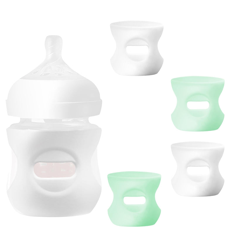 AIHSUMC 4 Pack Silicone Sleeves for Avent Natural Glass Baby Bottles Baby Bottle Sleeves 4 oz Premium Food Grade Silicone Bottle Cover Anti Breakage Baby Bottle Holder