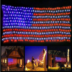 LED American Flag String Lights with Low Voltage Transformer