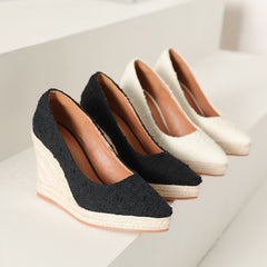 Retro Women's Wedge Heel Pumps for Spring Summer