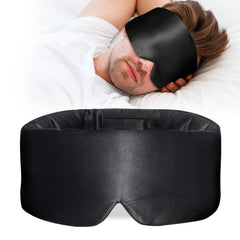 ATreebay 100% Mulberry Silk Sleep Mask Large Eye Cover for Sleeping Comfortable and Pressure-Free Sleeping Masks for Women Men Completely Blackout (Black)