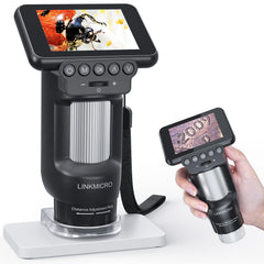 LINKMICRO LM013 Microscope for Kids Adults 2.8" Portable Handheld Microscope with LCD Screen Pocket Microscope Kit for Kids 8-12 USB Coin Magnifier Microscope for Adults 8 LED Microscope Slides