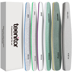 Teenitor Nail File Nail Buffer 6 pcs Nail Files and Buffers for Natural Nails Emery Boards for Nails Nail Buffer and Shine Kit Nail Filer Nail Buffer Block 100/180 Grit Nail Files Fingernail Files