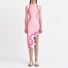 2024 Gradient Irregular Wave Hem Knitted Dress