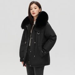 Women's Thick Faux Fur Lined Short Parka Jacket 2023