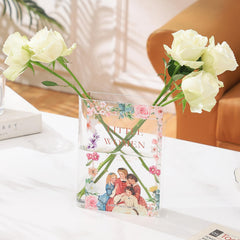 PORPAN Book Vase Acrylic Book Vase for Flowers Book Flower Vase Book Shaped Vase Floral Clear Book Vase A Book About Flowers Vase for Bedroom Living Room Bookshelf Office Dining Table(Women)