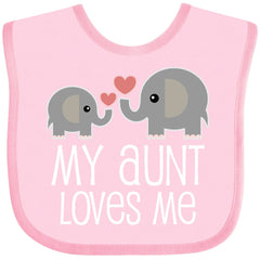 inktastic My Aunt Loves Me Niece Nephew Elephant Baby Bib Pink 2897d