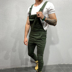 Men's Denim Overalls and Casual Biker Pants Trousers