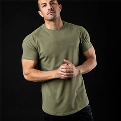 Solid Color Short Sleeve Fitness T-Shirt for Men