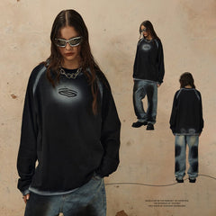 Retro Goth Loose Round Neck Cotton Top