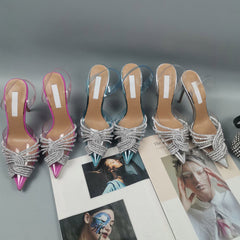 Pointed Crystal Clear High Heel Fashion Sandals for Women