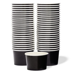 MATICAN Paper Ice Cream Cups - 50-Count 9-Oz Disposable Dessert Bowls for Hot or Cold Food 9-Ounce Party Supplies Treat Cups for Sundae Frozen Yogurt Soup Black