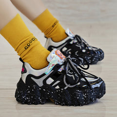 Trendy Women's Chunky Sole Sneakers with Colorful Sole