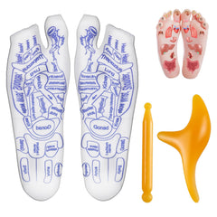Awoeorsty Foot Reflexology Chart Socks with Massage Tools– Acupressure Socks Kit with Trigger Point Massager for Foot Pain Relief Home RelaxationBeginner-Friendly Pressure Point Socks（Large）