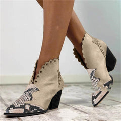 2020 Women's Pointed Toe Chunky Heel Ankle Boots