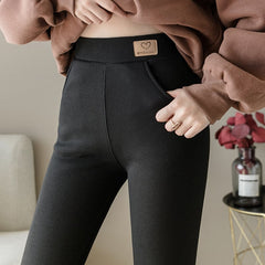 Plus Size Solid Grey Stretch Pocket Leggings
