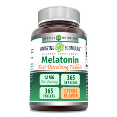 Amazing Formulas Melatonin Fast Dissolving Supplement | Citrus Flavor | 12 Mg Per Serving | 365 Tablets | Non-GMO | Gluten Free | Made in USA