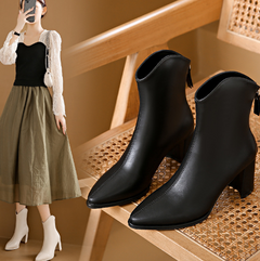 Fashionable Women's High Heel Ankle Boots with Zipper