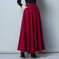 Women's Mid-Length Woolen Swing Skirt for Fall/Winter