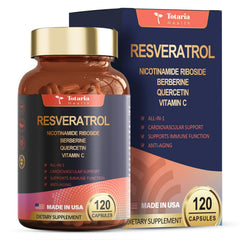 Resveratrol Supplement 8000mg Extra Strength with Berberine Quercetin Green Tea Extract Grape Seed Extract Polyphenol Antioxidant Supplement Antioxidant & Heart Health Support 120 Capsules