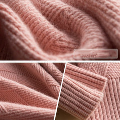 Autumn Winter High Neck 100% Cashmere Sweater for Women