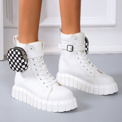 Punk Ankle Boots with Belt Buckle and Chunky Heel