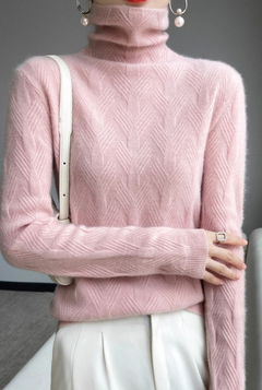 Autumn Winter High Neck 100% Cashmere Sweater for Women