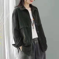 Corduroy Blouses for Women - Autumn Long Sleeve Tops