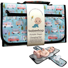 BABEEBOP Compact Portable Diaper Changing Pad for Diaper Bag- Waterproof Travel Diaper Station with Pockets Baby Changing Mat for On-The-Go Convenience Newborn Baby Essentials