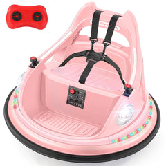 ELEMARA Bumper Car for Kids1.9mph Max12V Toddler Ride on Toys with Remote Control2-Speed2 Playing Modes360 Degree SpinBumping Toy Gifts W/Bluetooth5 LED Lights ModesDIY StickersPink