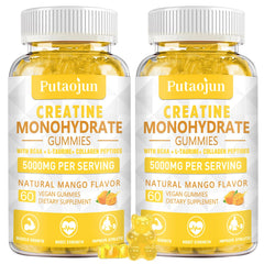 Creatine Monohydrate with Vitamins D3 & B12 | Sugar-free Hydrolyzed Collagen & Creatine gummies | Formulated to enhance Muscle Strength | Workout supplement suitable for men & women | 120 Count