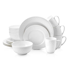 Stone Lain Alexandria 16-Piece Dinnerware Set Bone China White