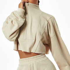 Stylish Long Sleeve Zip-Up Sports Hoodie for Gym