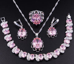 Floral Basket Earrings and Bridal Zircon Jewelry Set