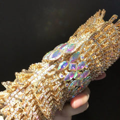 Women's Rhinestone Clutch Bag with Flower Design