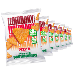 Legendary Foods 20gr Protein Chips - Keto Friendly and Gluten Free Crispy Tortilla Shaped Chips - Taco Snacks Low Carb and Low Sugar Protein Snack Pizza Flavored 7 x 1.2oz