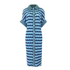 Summer Women's Heart Print Wrinkle Dress - Casual Fashion