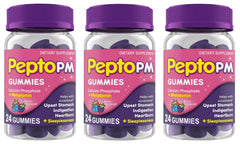 Pepto PM Gummies with Melatonin for Sleep Support Fast and Effective Digestive Relief from Heartburn Indigestion Upset Stomach and Sleeplessness - Berry Flavor 24 Ct (Pack of 3)