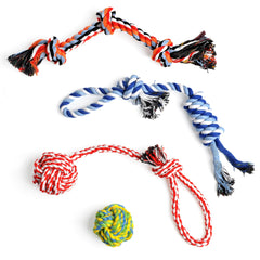 Dog Rope Toy 4 Pack - Puppy Teething Toys for Small Medium Breed - Indestructible Dog Chew Toys for Aggressive Chewers - Cotton Tug of War Dog Toy for Boredom Teeth Clean
