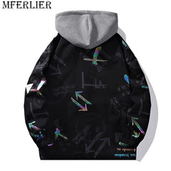 Plus Size Men's Hooded Bomber Windbreaker Jacket